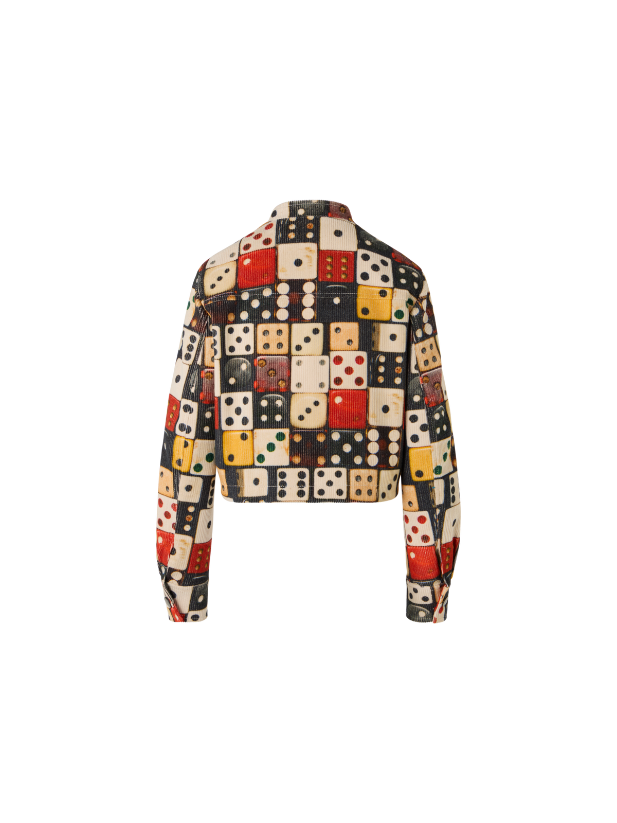 Designer Corduroy Jacket with Large Dice Print - multicolor