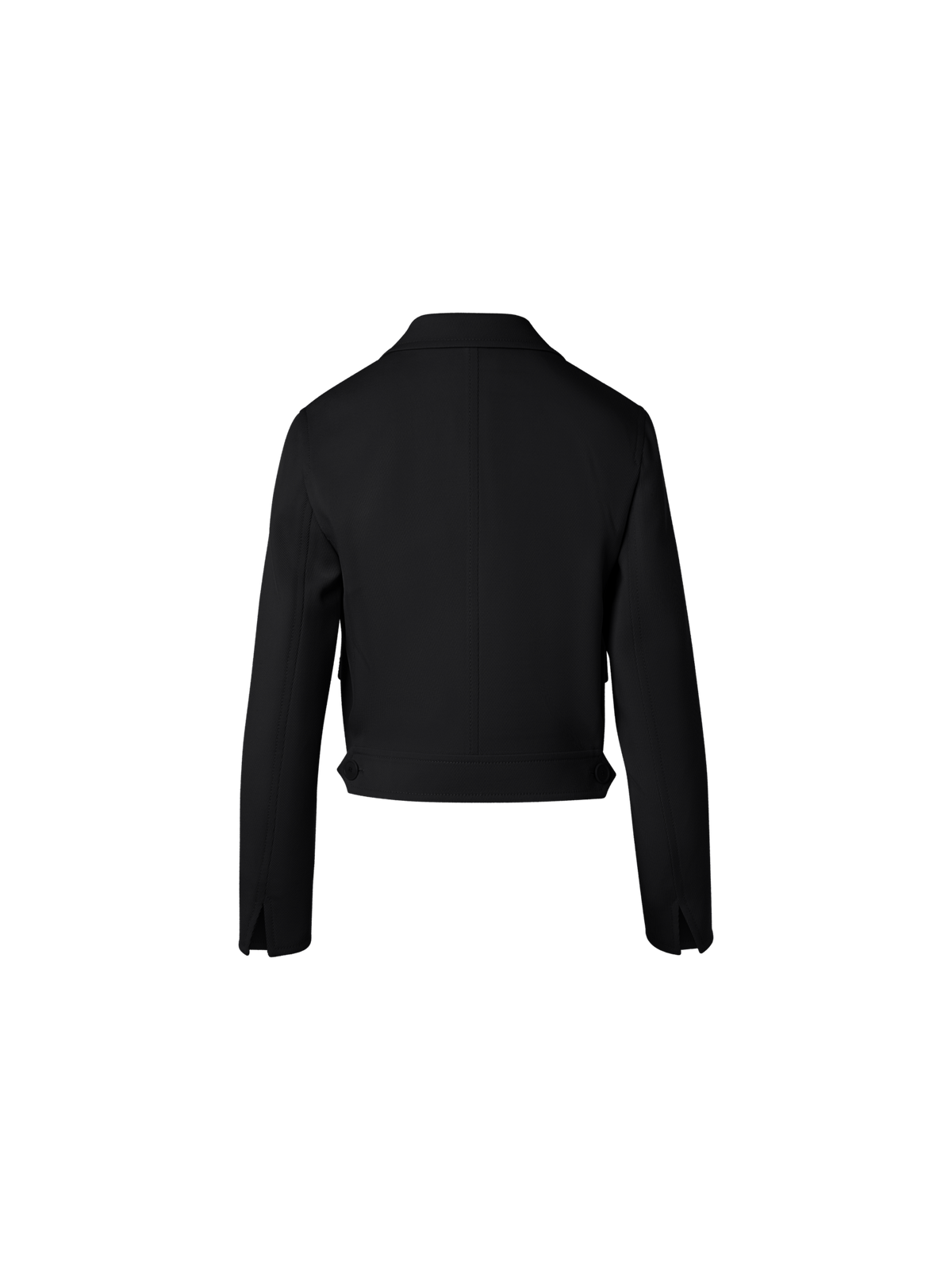 Designer Boxy Lapel Jacket in Wool Tricotine - black
