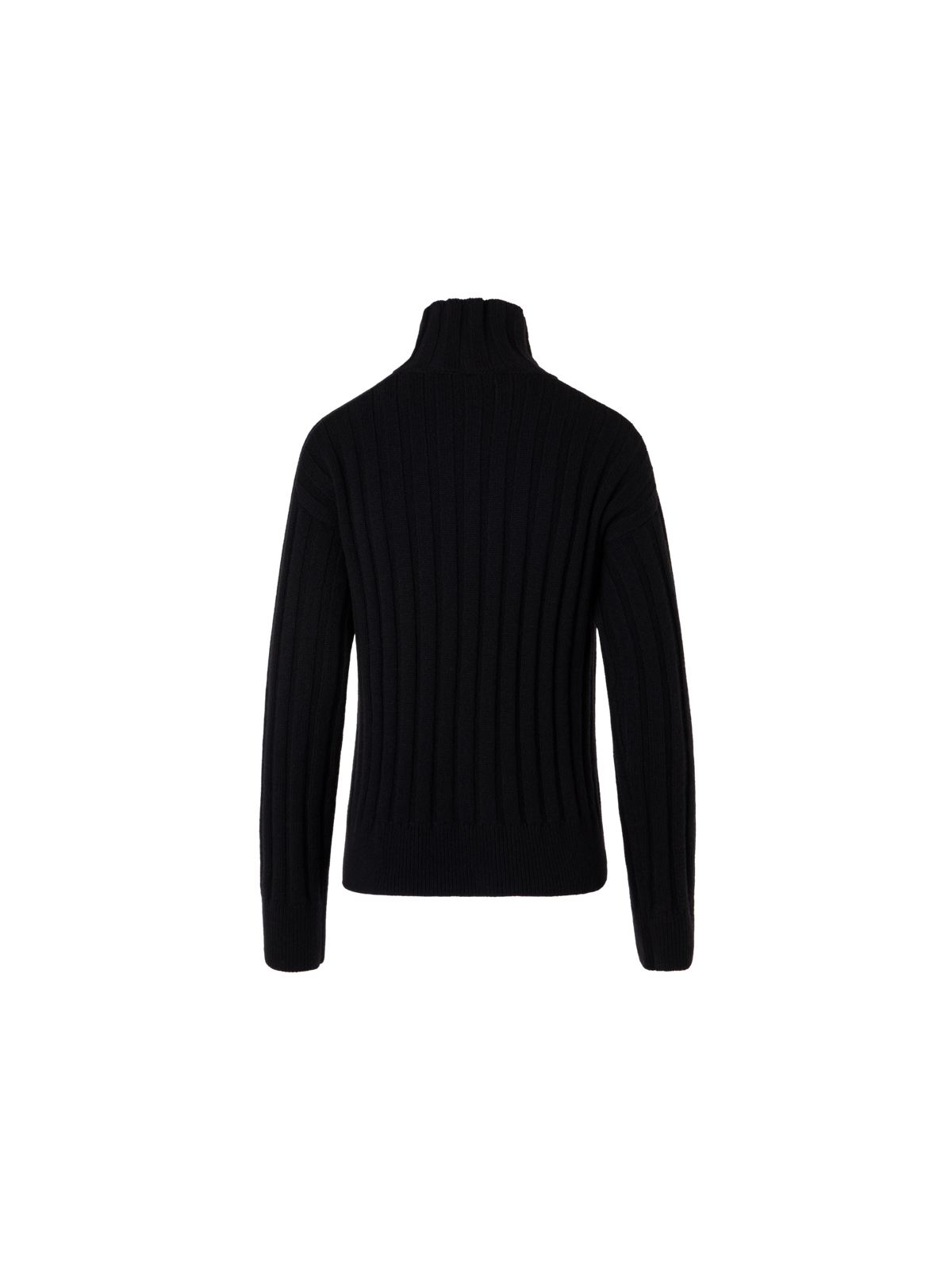 Designer Oversized Chunky Yak Knit Mock Neck Sweater - black