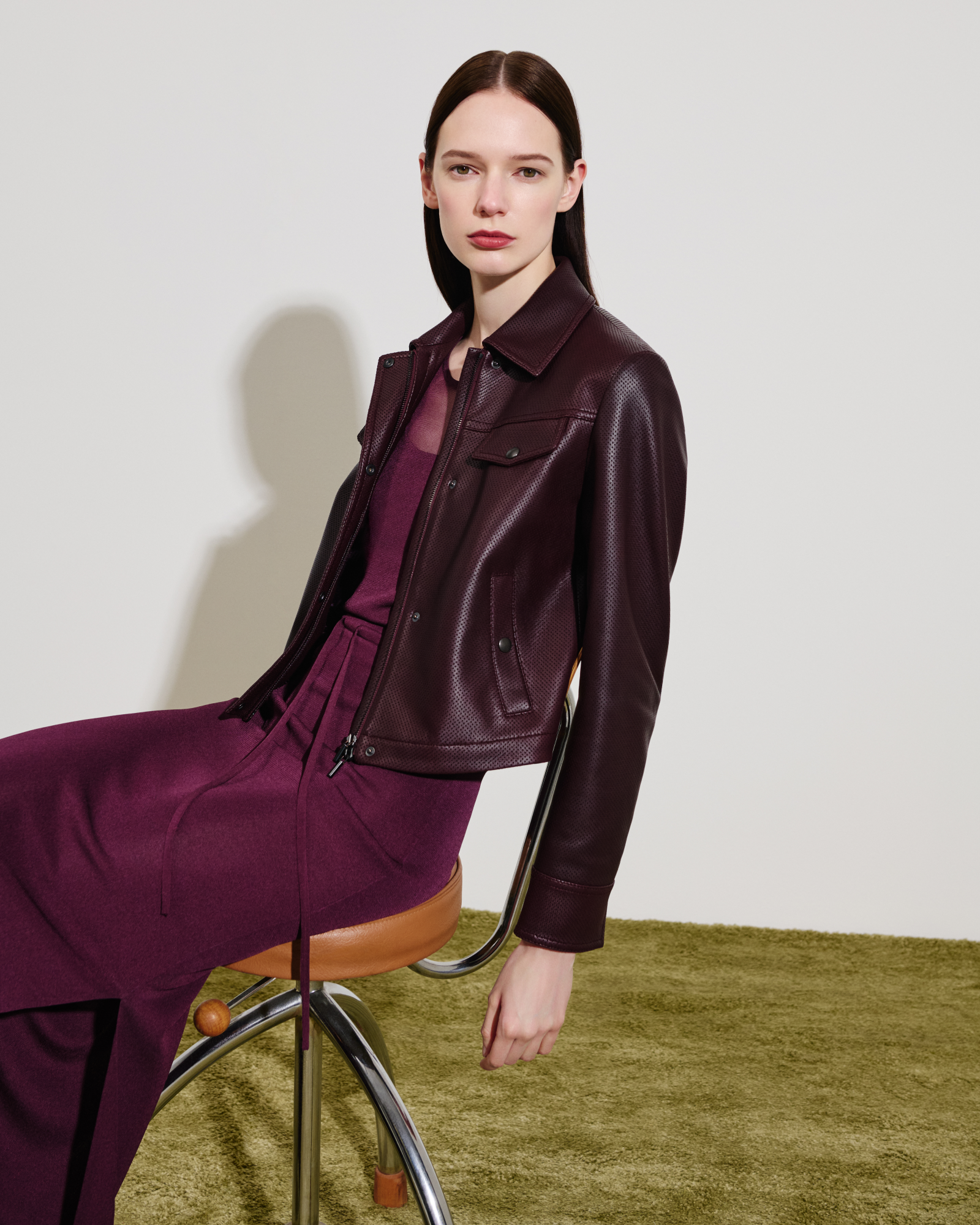 Designer Layered Sheer Knit Midi Dress - purple - red 