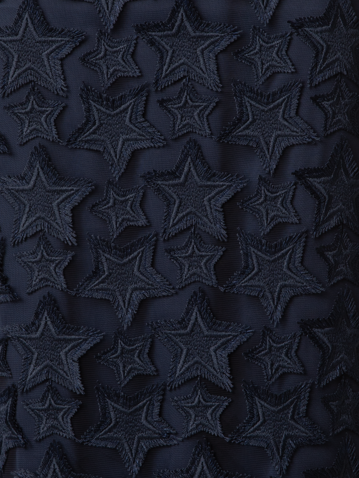 Designer Midi Skirt with 3D Star Embroidery - navy - blue