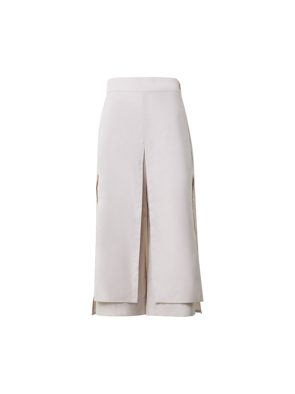 Designer Cropped Cotton Poplin Layered Pants - neutral - grey - beige