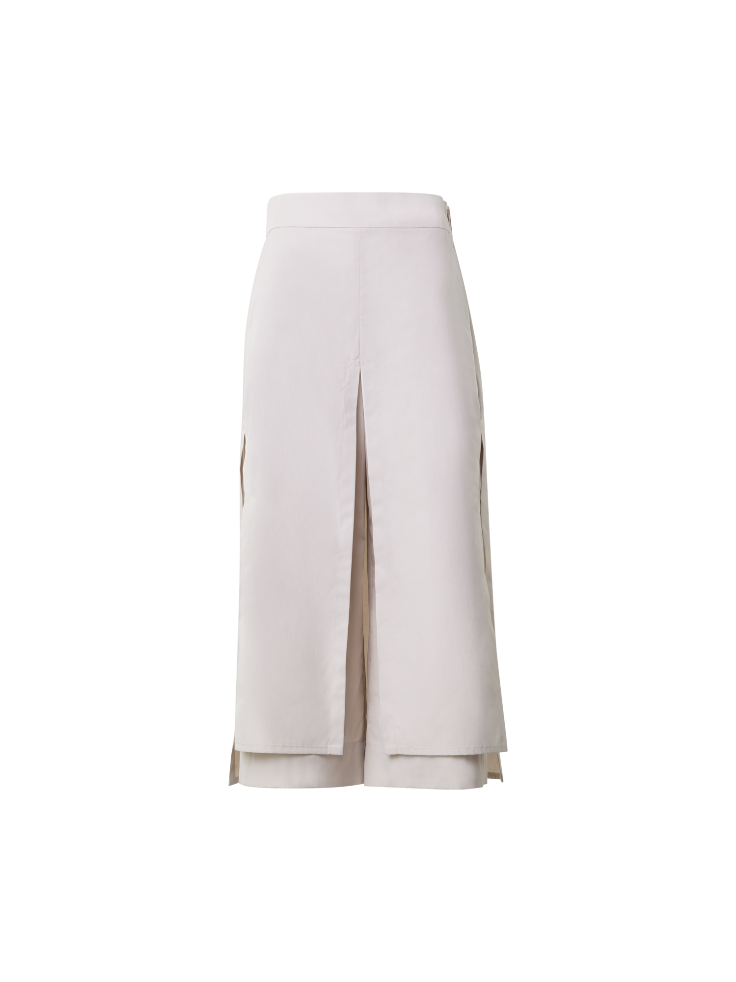 Designer Cropped Cotton Poplin Layered Pants - neutral - grey - beige