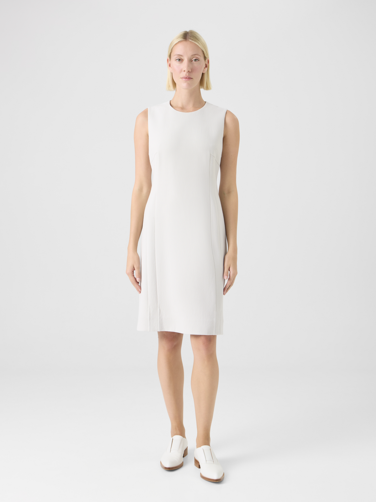Designer Wool Crêpe Double-Face Sheath Dress - ecru #editorial