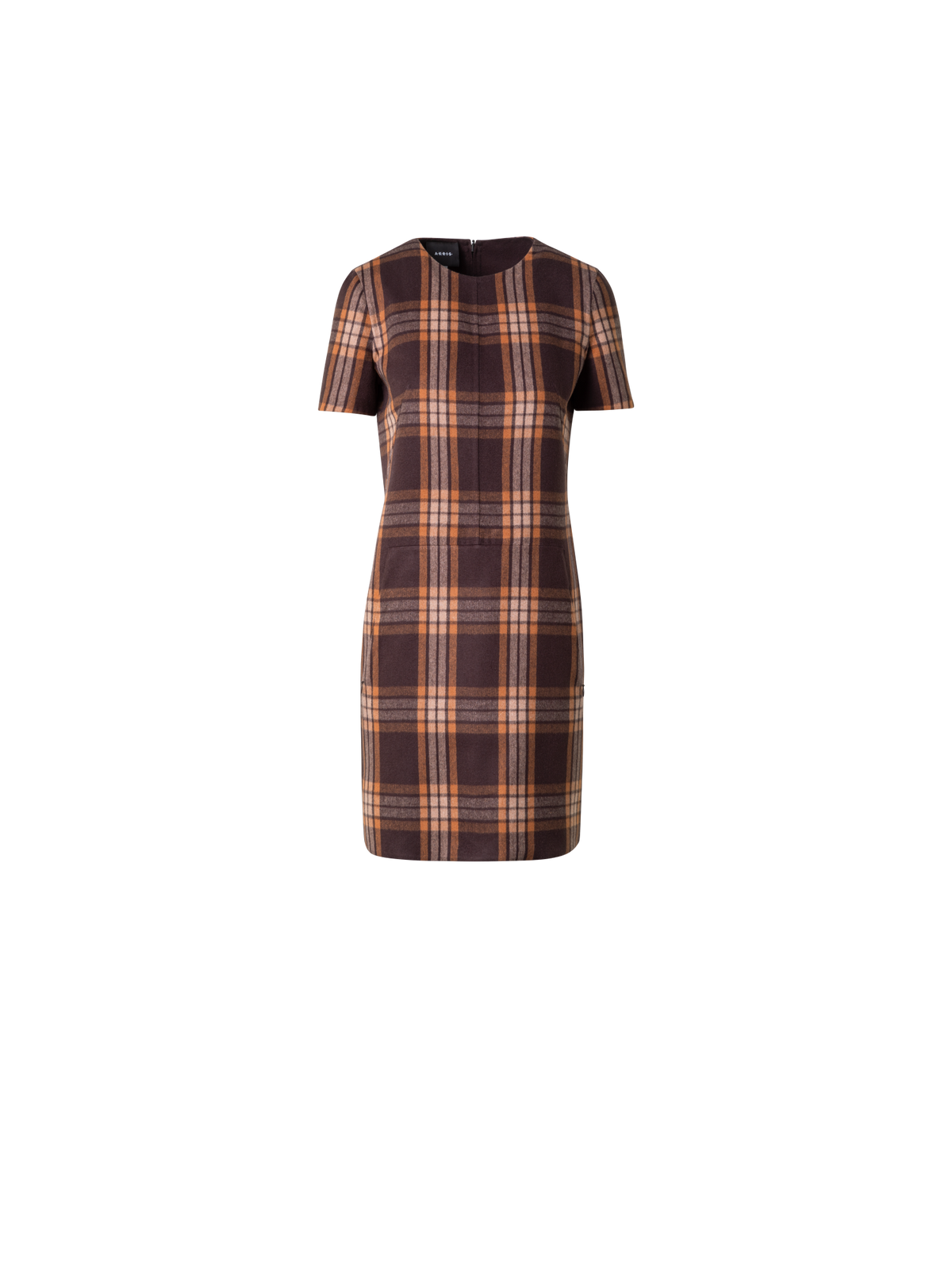 Designer Silk Sheath Dress - Check Reversible to Solid - brown - multicolor