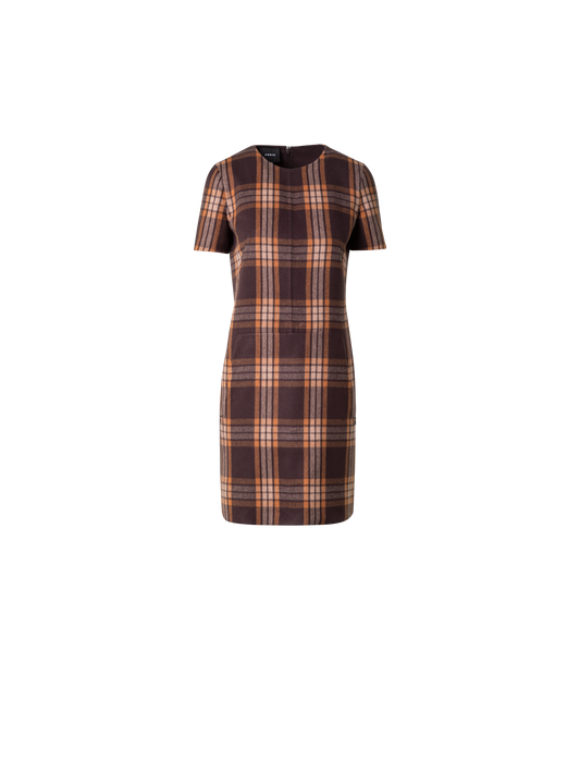 Designer Silk Sheath Dress - Check Reversible to Solid - brown - multicolor