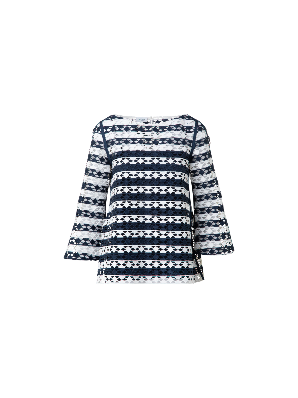 Designer Top in Stripe Embroidery - navy - multicolor - ecru - white
