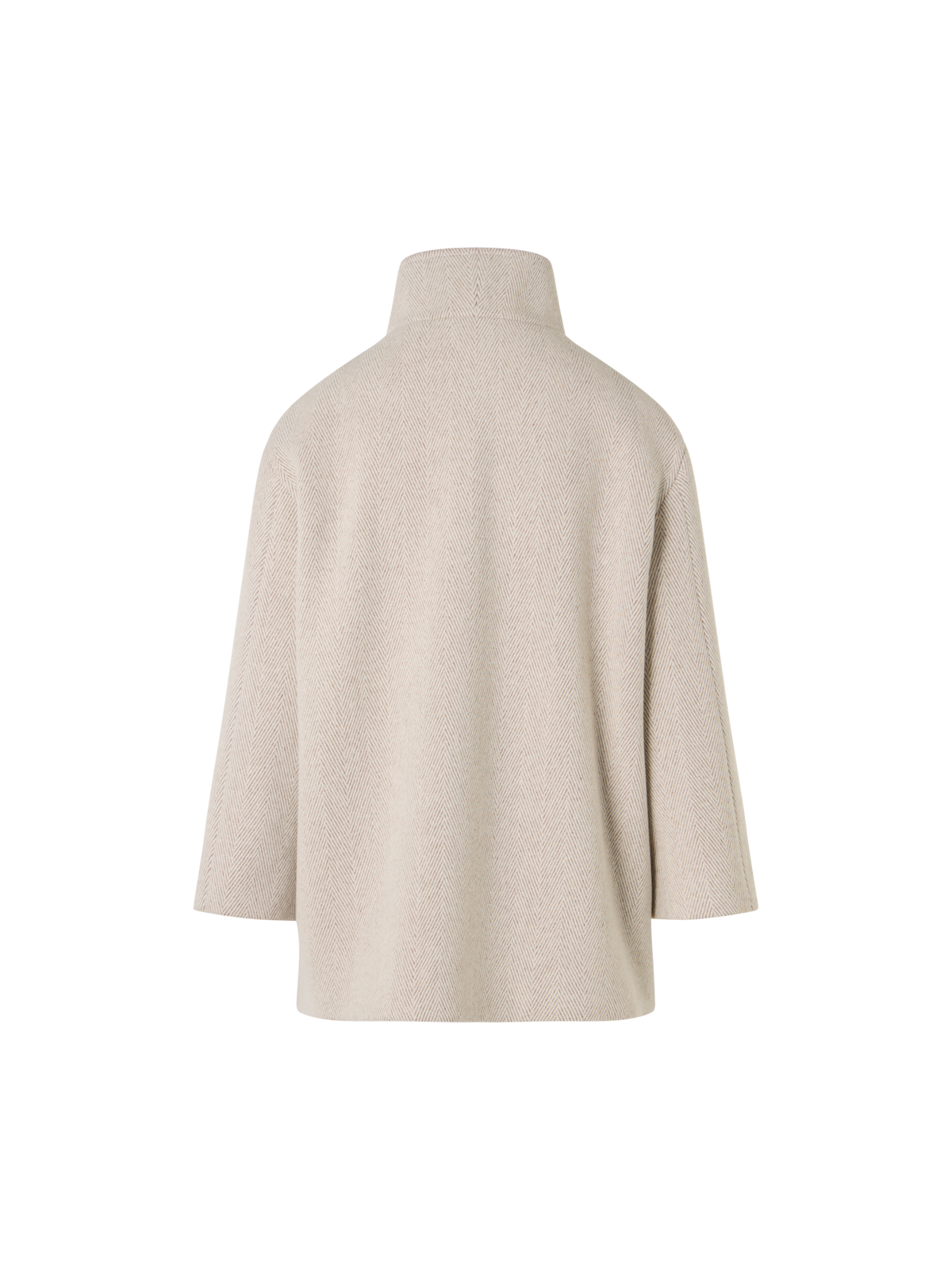 Designer Herringbone Wool Blend Coat - beige