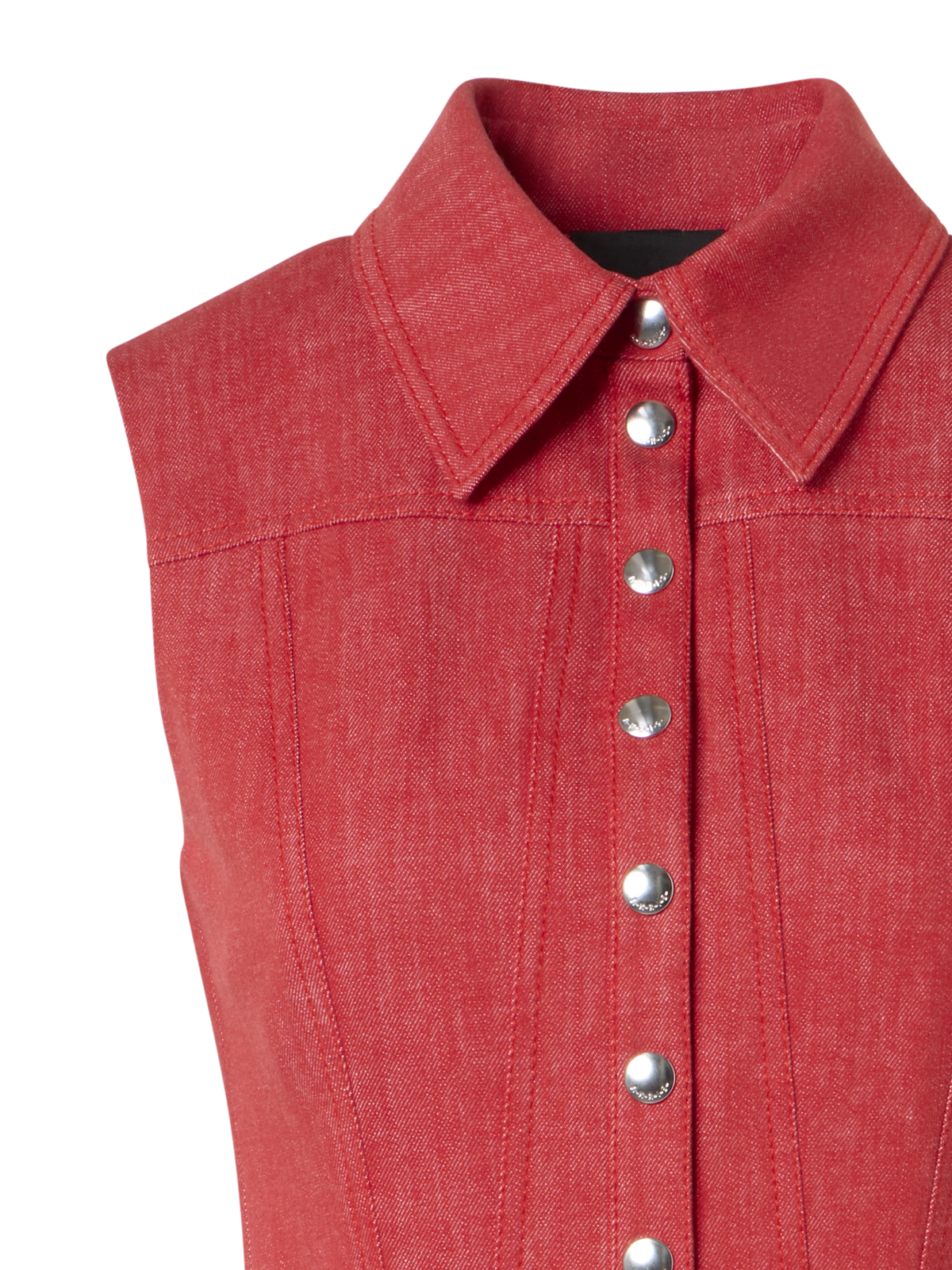 Designer Fit and Flare Denim Midi Dress - red