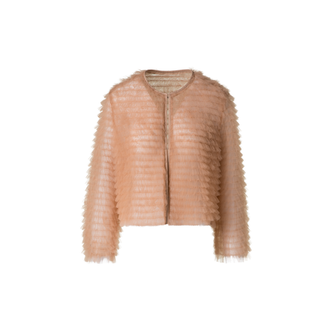 Short Allover Ruched Tulle Jacket