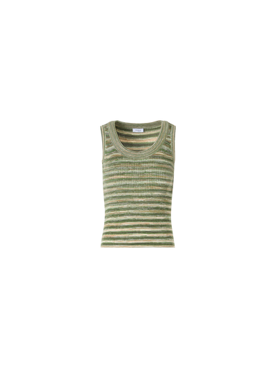 Designer Sleeveless Merino Wool Knit Top - green