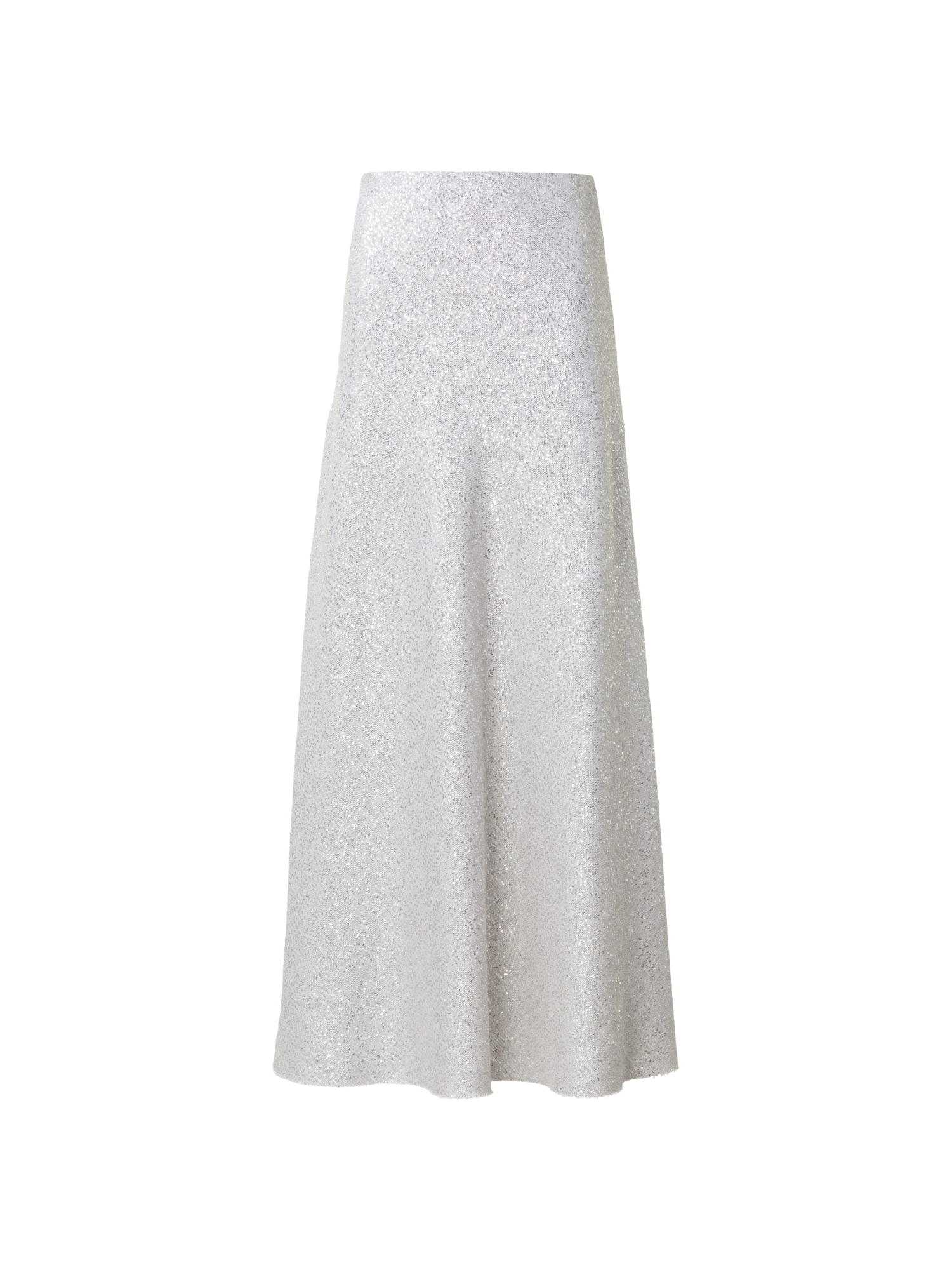 Designer Long Linen Blend Skirt with Sequins - grey