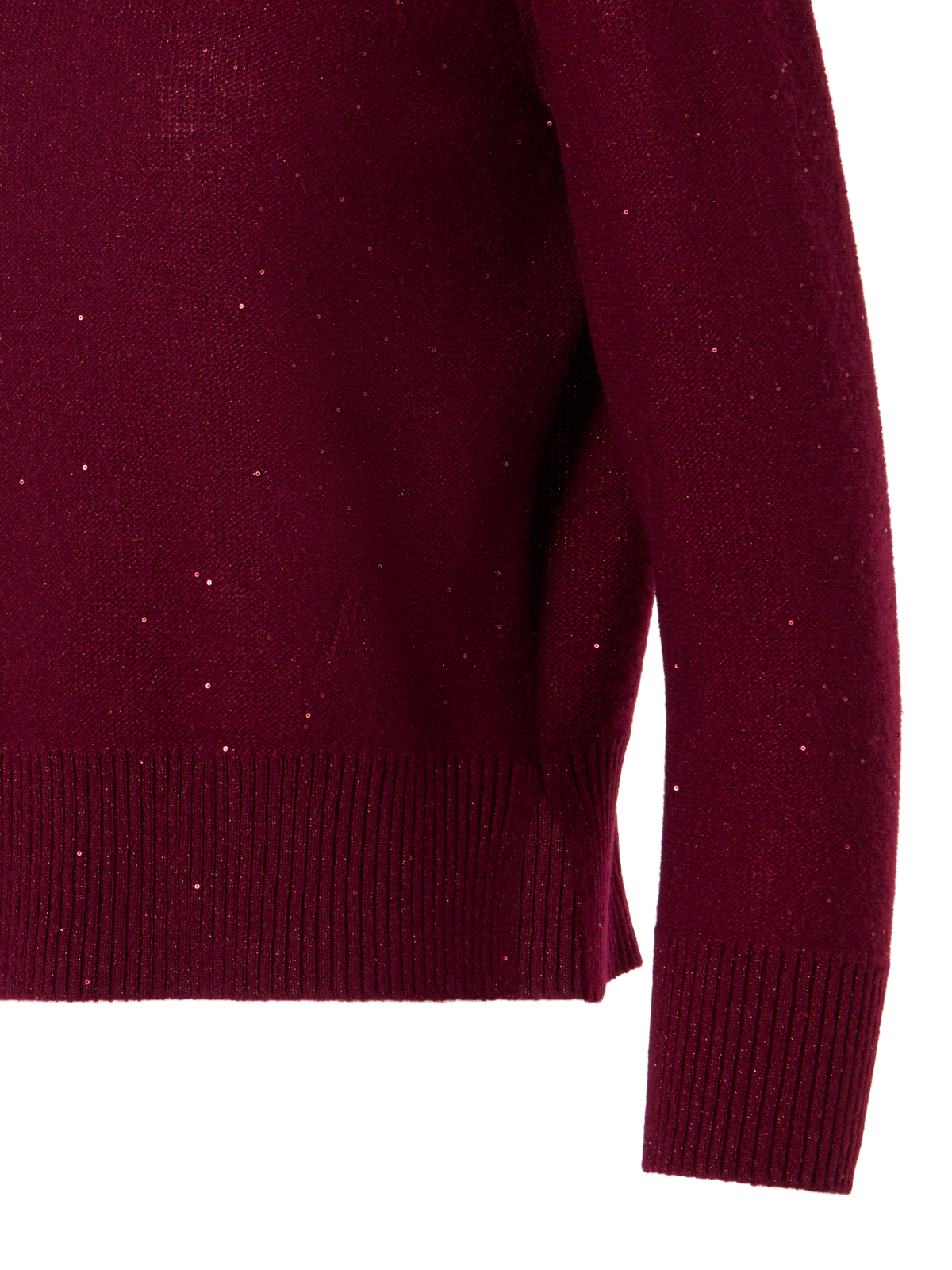 Designer Cashmere Sweater with Fine Sequins - red