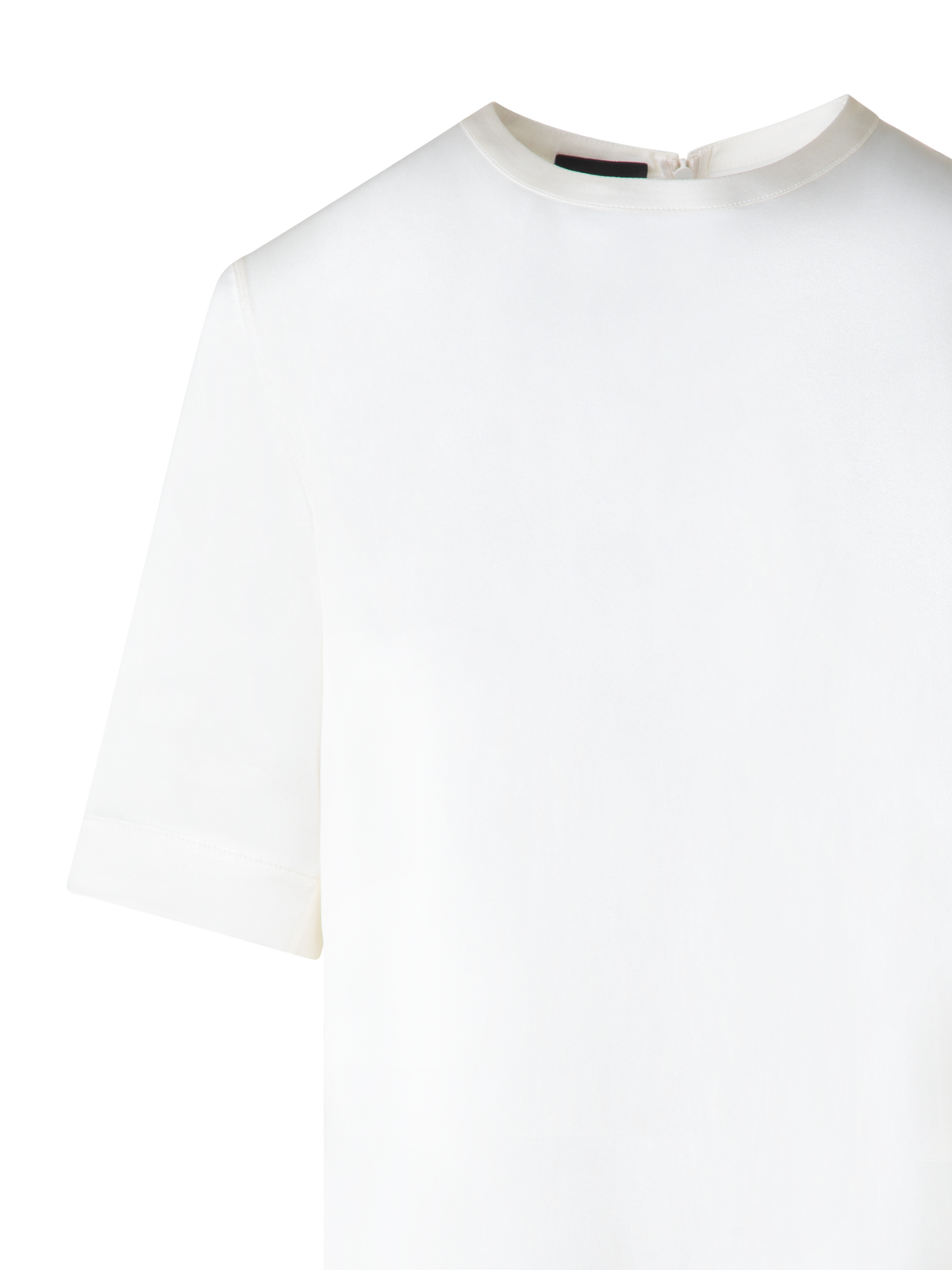 Designer T-Shirt Blouse in Silk Satin - neutral - ecru - white