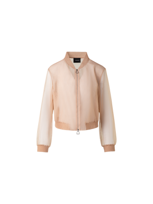 Designer Sheer Tulle Bomber Jacket - neutral - pastel - pink