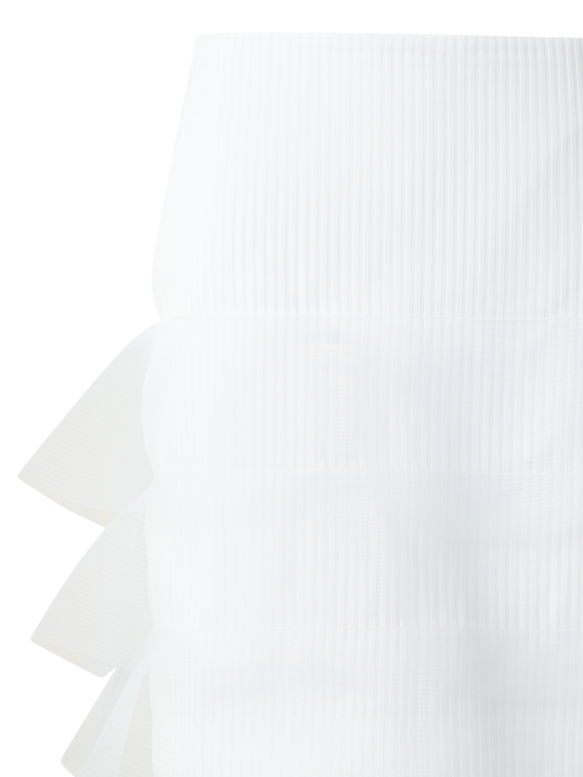 Designer Short Pencil Skirt with Tulle Waves - neutral - white