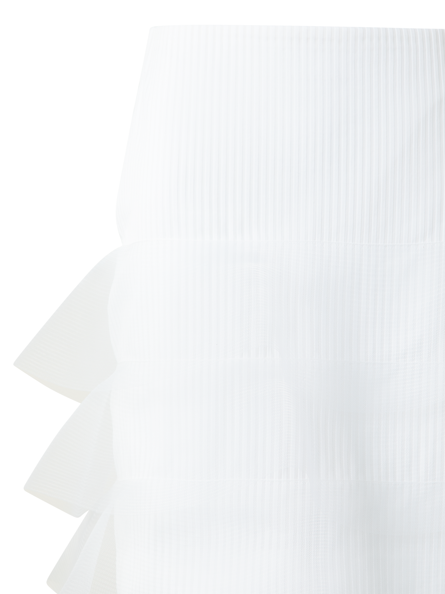 Designer Short Pencil Skirt with Tulle Waves - neutral - white