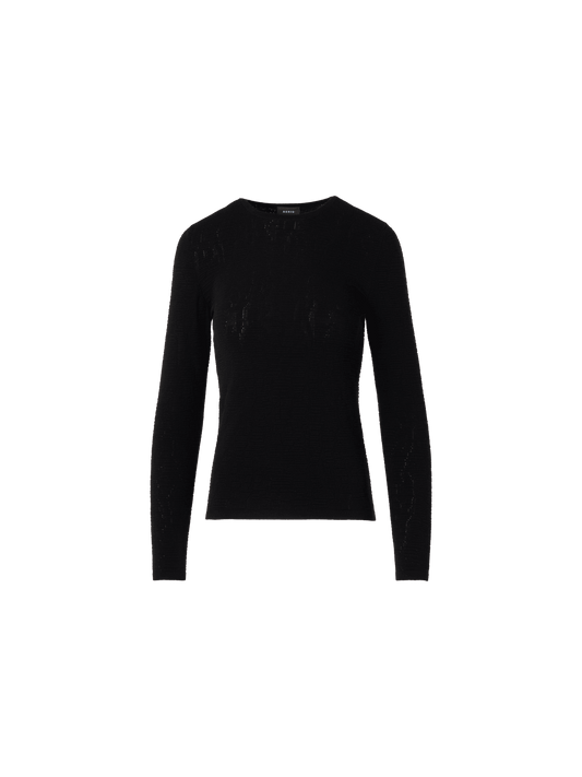 Designer Long-Sleeve Dance Movement Jacquard Knit Sweater - black