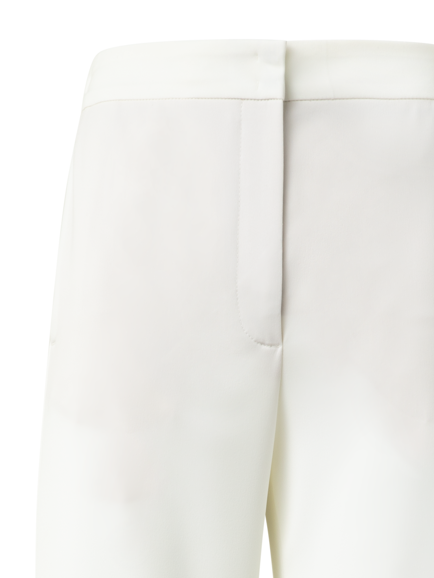 Designer Straight Laser Cut Pants with Elastic Waist - neutral - ecru - white