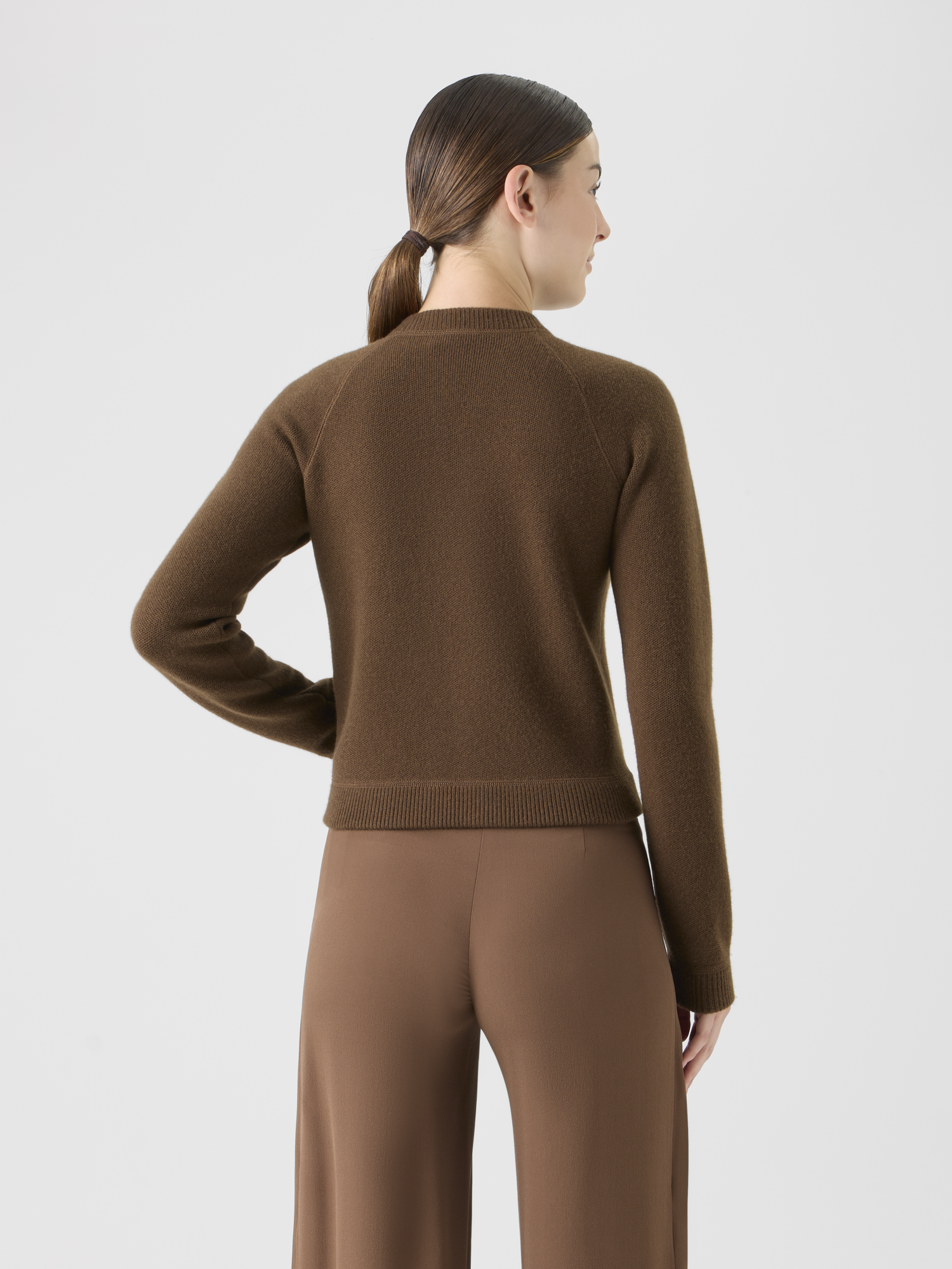 Designer Short Cashmere Piqué Cardigan 