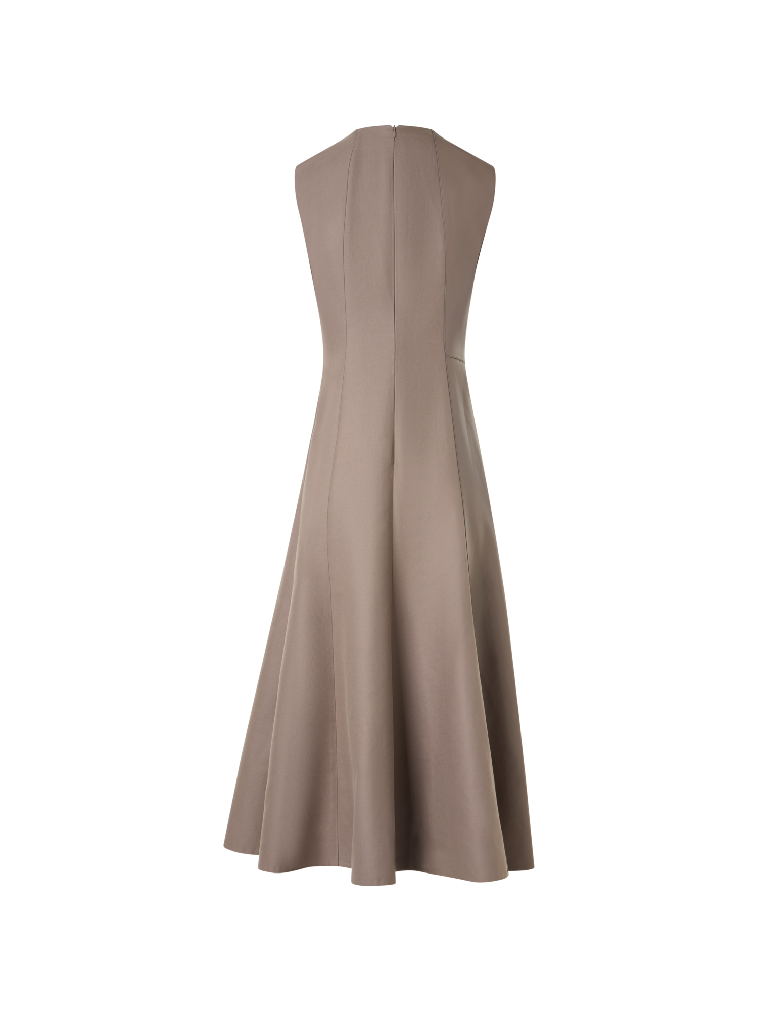 Designer Flared Midi Dress with Leather Patchwork - neutral - beige