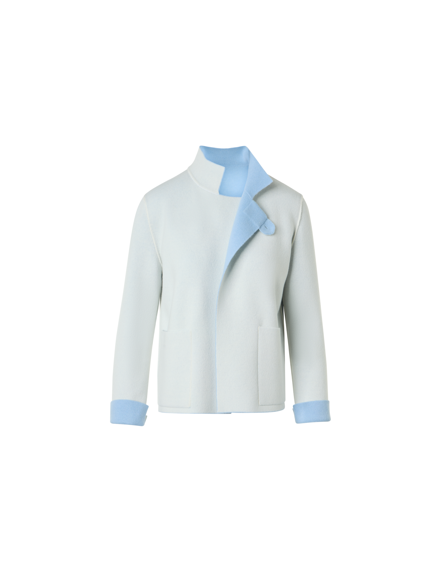 Designer Reversible Cashmere Double-Face Jacket - blue - ecru