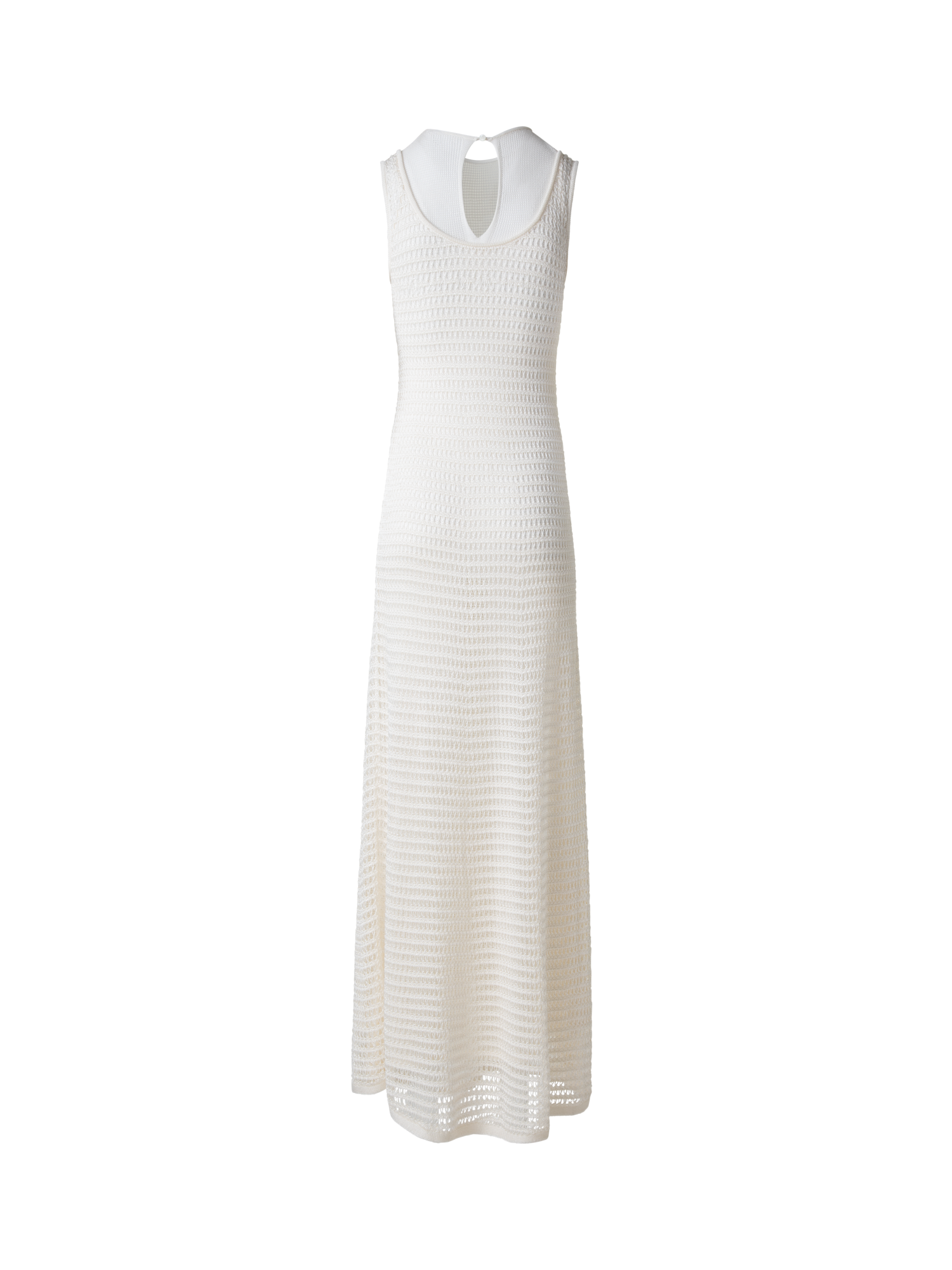 Designer Bodycon Knit Dress in Layered Viscose Crochet - neutral - ecru - white