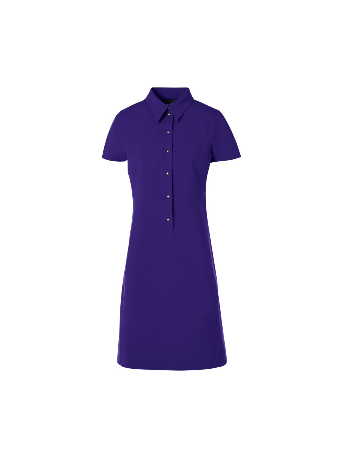Designer Short-Sleeve Cotton-Silk Stretch Double-Face Polo Dress - purple