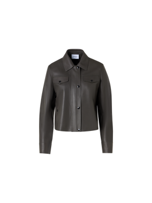 Designer Long-Sleeve Signature Pin Dot Lamb Nappa Leather Motorbike Jacket - green