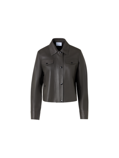 Designer Long-Sleeve Signature Pin Dot Lamb Nappa Leather Motorbike Jacket - green