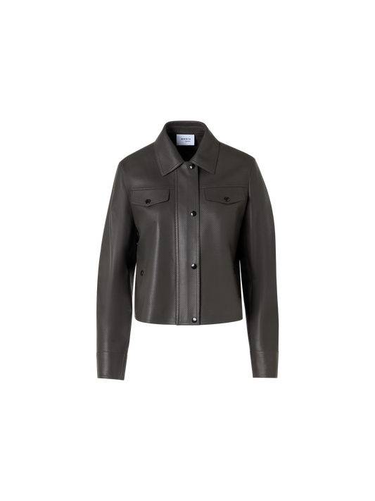 Designer Long-Sleeve Signature Pin Dot Lamb Nappa Leather Motorbike Jacket - green