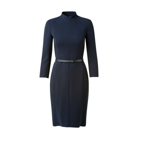 Mock Neck Wool Double-Face Dress
