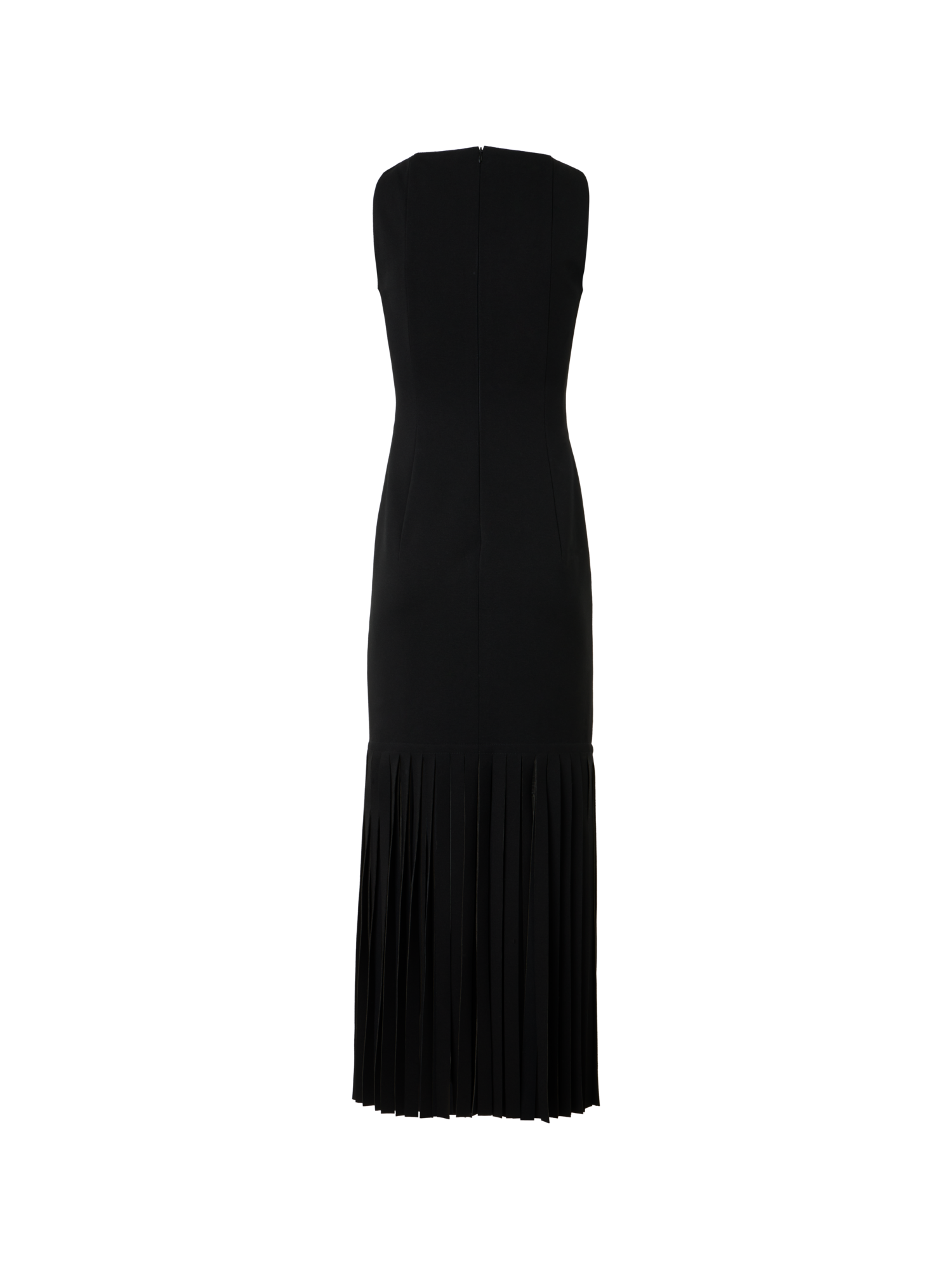 Designer Viscose Jersey Dress with Fringe Hem - black