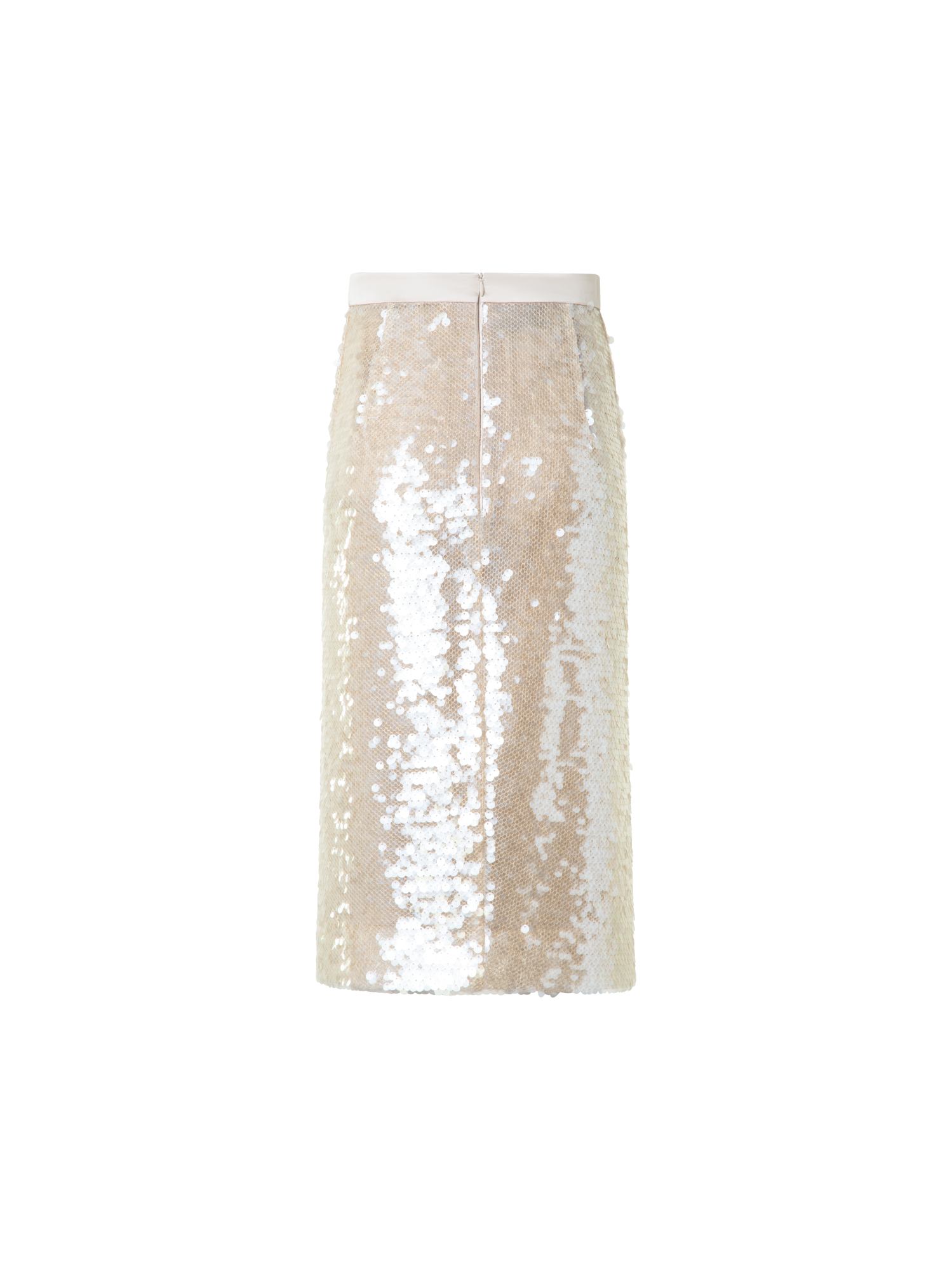 Designer Pencil Skirt in Allover Sequins - neutral - grey - beige