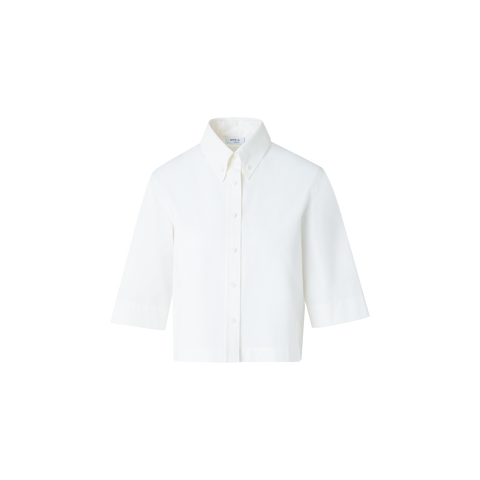 Boxy Short-Sleeve Cotton Blouse