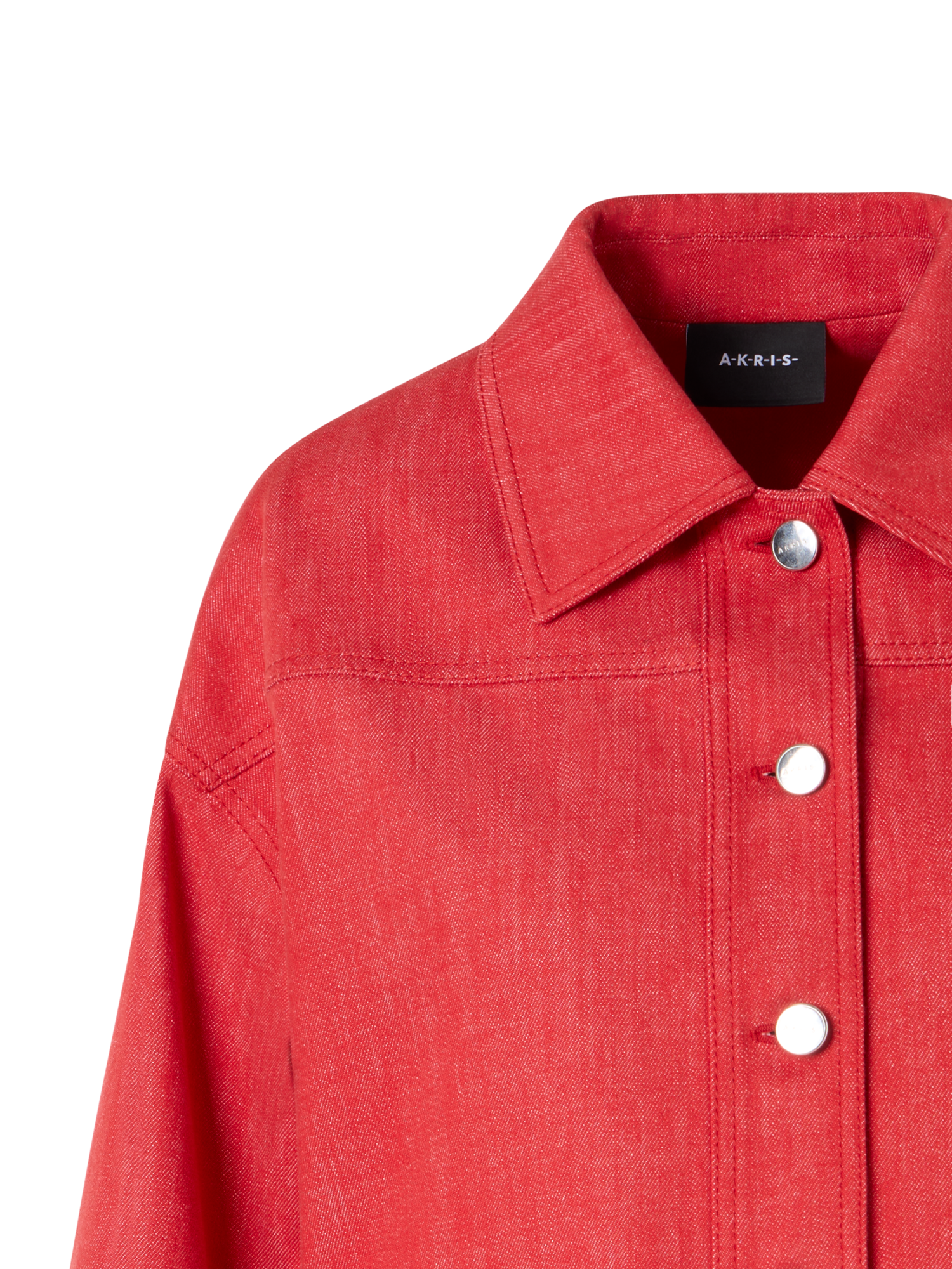 Designer Hilly Oversize Jacket in Cotton Denim - red