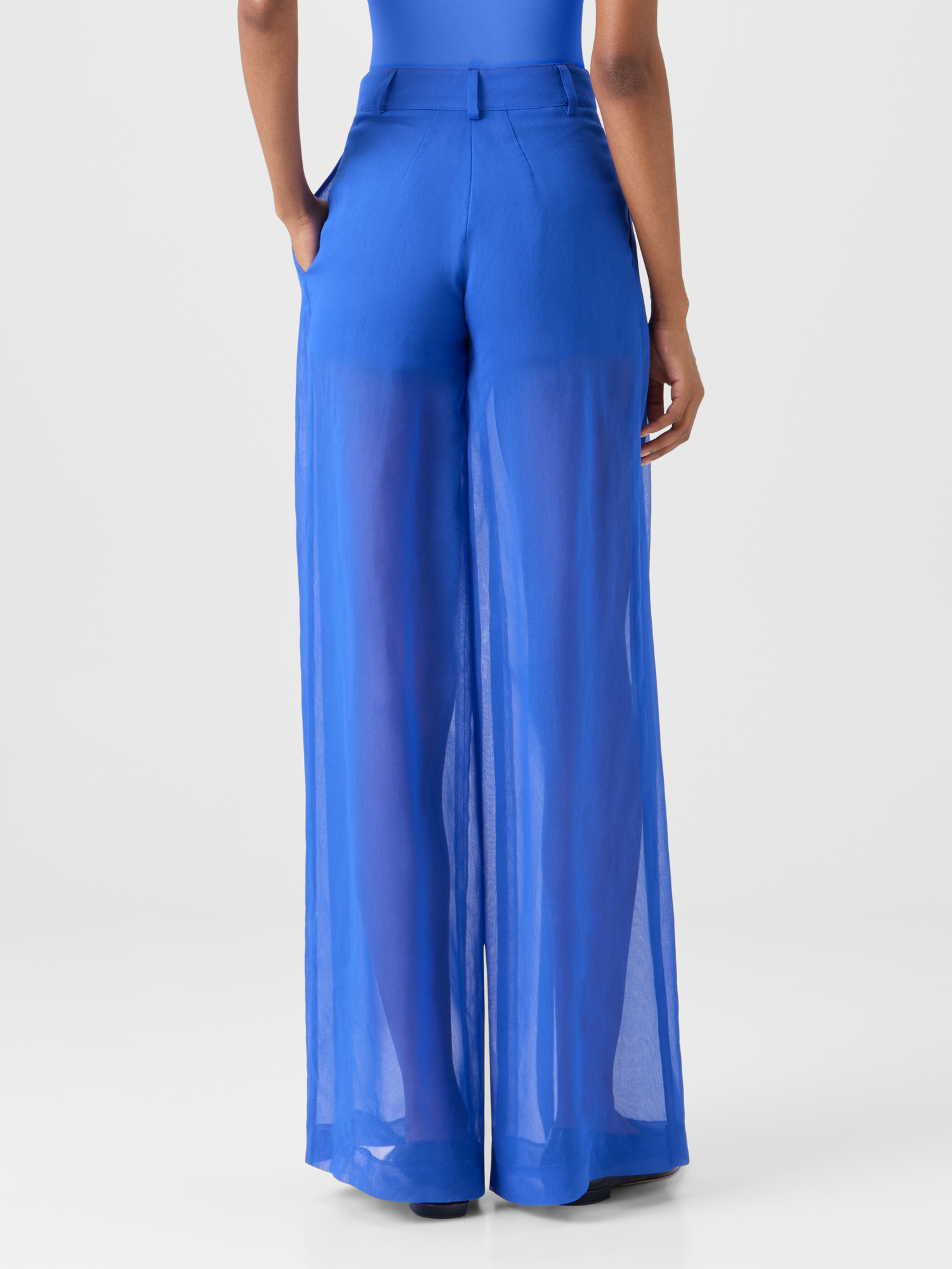 Designer Cassie Wide Sheer Pants in Silk Organza 