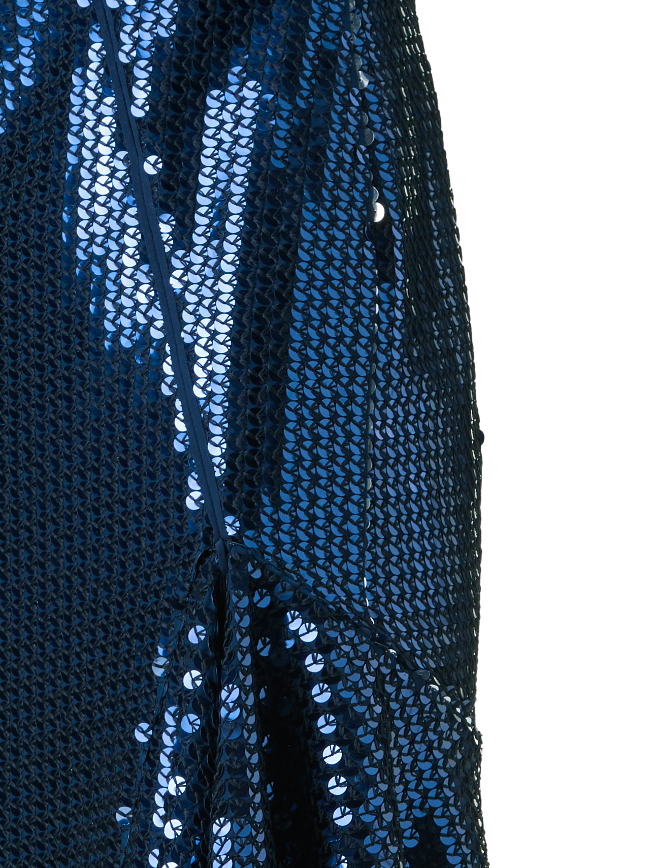 Designer Asymmetrical Sequin Dress with Flounce Hem - neutral - navy - blue