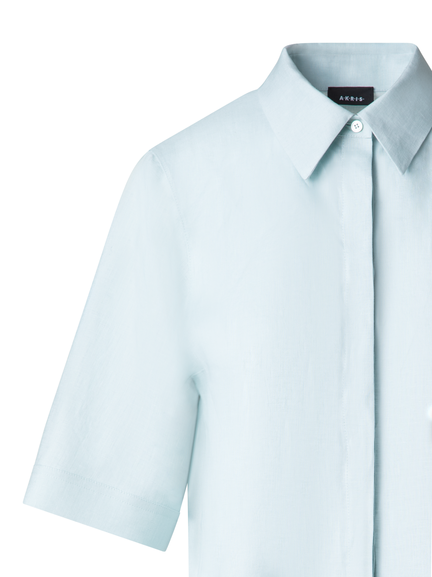 Designer Boxy Shirt Blouse in Linen - pastel - blue