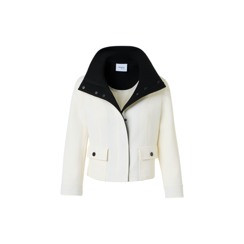Contrast Wool Tricotine Jacket