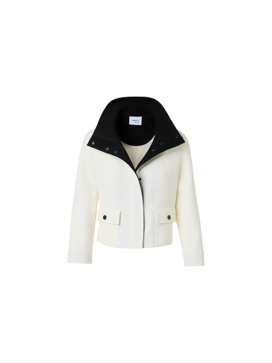 Designer Contrast Wool Tricotine Jacket - multicolor - ecru