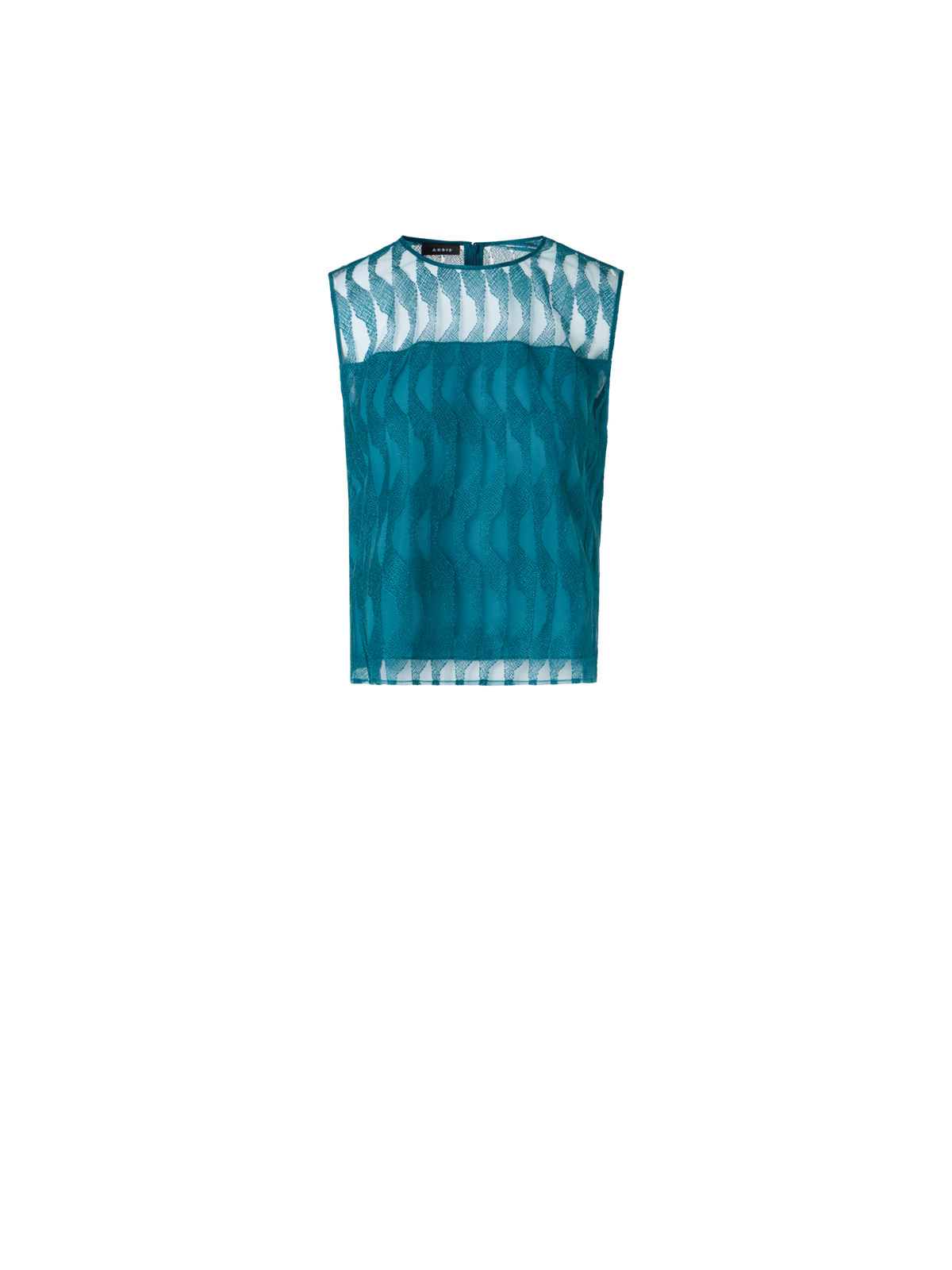 Designer Blouse in High Plains Embroidery on Tulle - blue