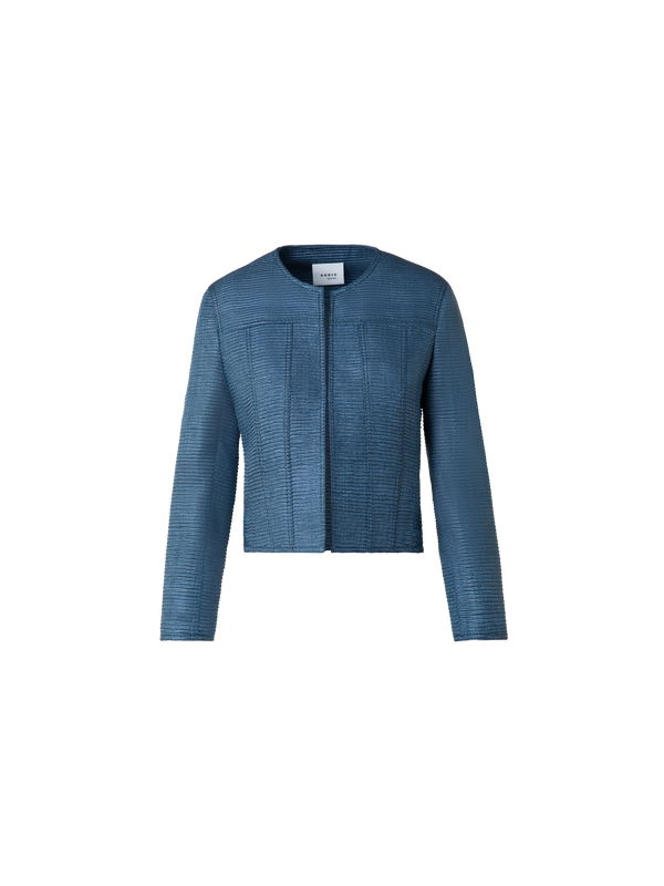 Designer Short Jacket in Indian Silk Ottoman - blue