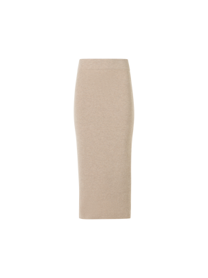 Designer Wool Cashmere Knit Tube Skirt - beige
