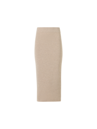 Designer Wool Cashmere Knit Tube Skirt - beige