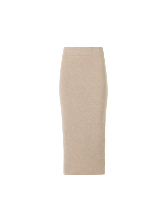 Designer Wool Cashmere Knit Tube Skirt - beige