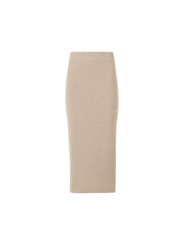Designer Wool Cashmere Knit Tube Skirt - beige