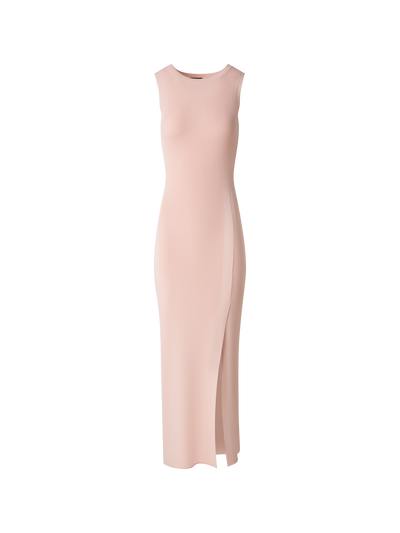 Designer Fitted Tube Knit Dress with Side Slit - pastel - pink
