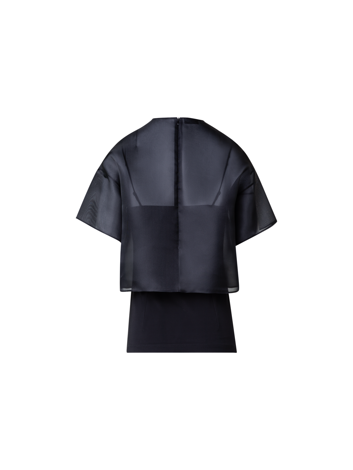 Designer Cropped Blouse in Organza with Poppy - black