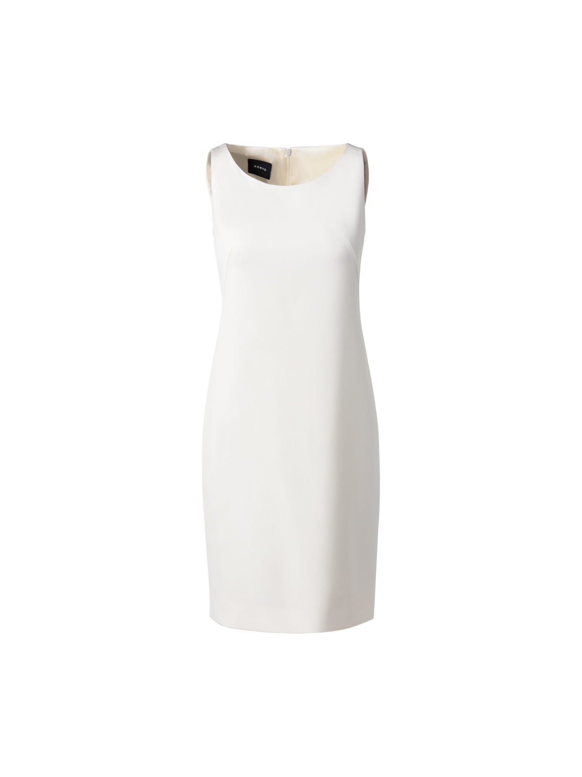 Designer Silk Crêpe Stretch Sheath Dress - ecru - white